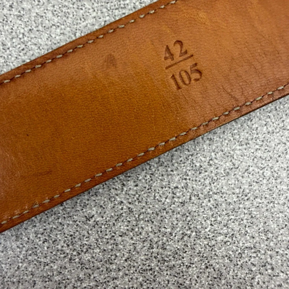 Trafalgar Belt Mens 42 Brown Cortina Leather Dress Brass Buckle USA Made 1.25
